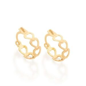 Argola Rommanel Com Corações Banhado a Ouro 18k  523351
