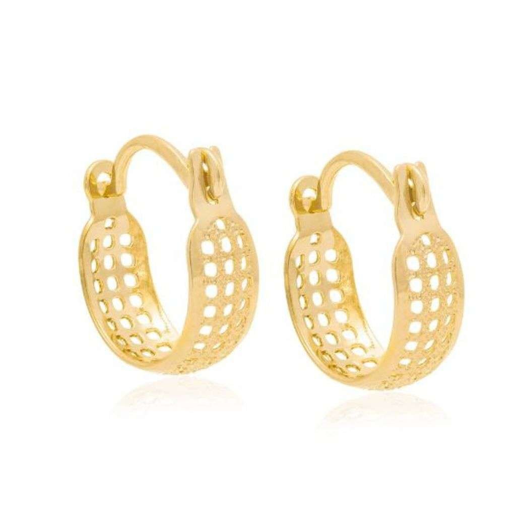 Argola Rommanel Com furinhos Banhado a Ouro 18k 523179