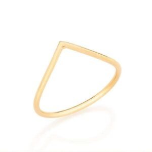 Anel Rommanel Fino Skinny Curvatura V Banhado Ouro 512449 Tam 14,