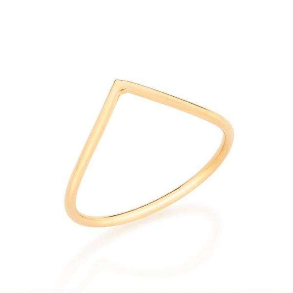 Anel Rommanel Fino Skinny Curvatura V Banhado Ouro 512449 Tam 16