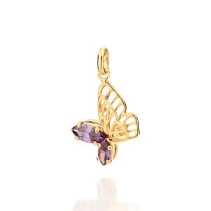 Pingente Borboleta Folheado a Ouro com Zircônias - tam.único 542678