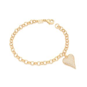 Pulseira Coração Folheada A Ouro Com Zircônias - tam.19 552067