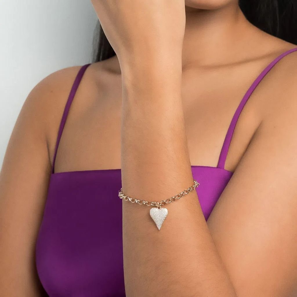 Pulseira Coração Folheada A Ouro Com Zircônias - tam.19 552067 - Imagem 2