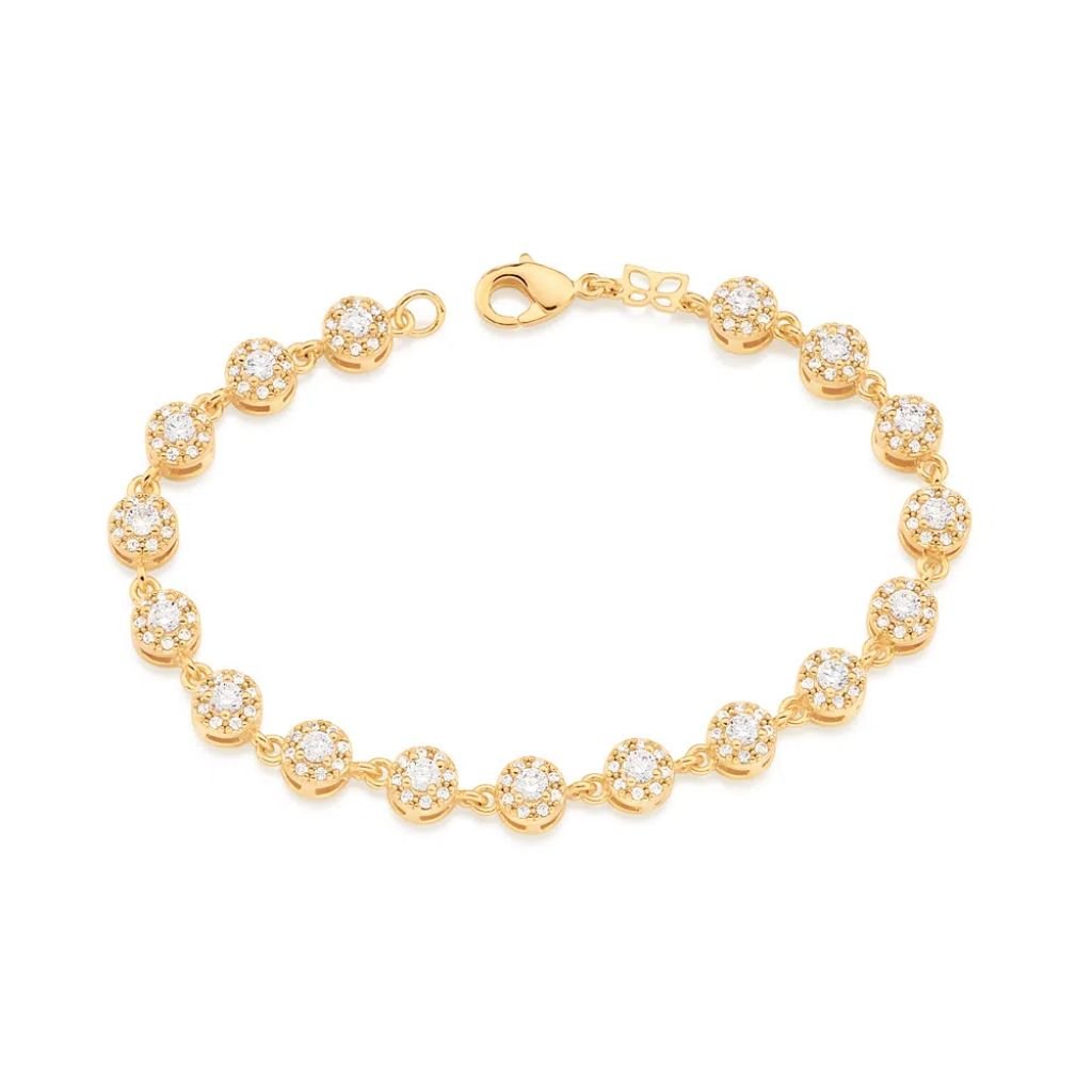 Pulseira Folheada A Ouro Com Zircônias - tam.19 552066