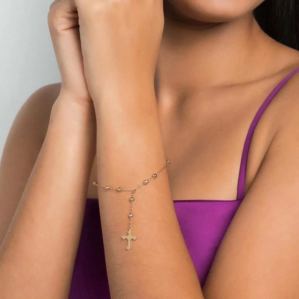 Pulseira Terço Folheada A Ouro - tam.20 552055 - Imagem 2