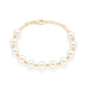 Pulseira Folheada A Ouro Com Pérolas Sintéticas - tam.20 552053
