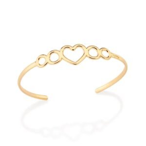 Bracelete Coração Folheado A Ouro - tam.65 552049