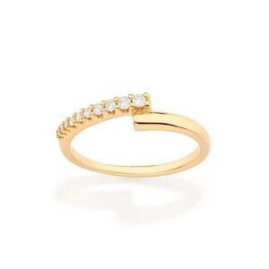 Anel Skinny Folheado A Ouro Com Zircônias 513288