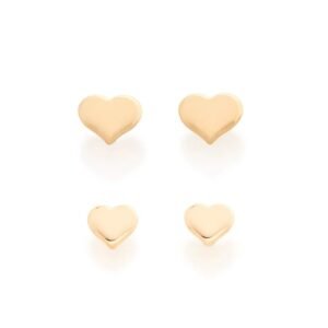 Kit Brincos Coração Folheado A Ouro 18k - 526221