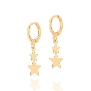 Brinco Argola Com Estrelas Folheado a Ouro - tam.único 526730
