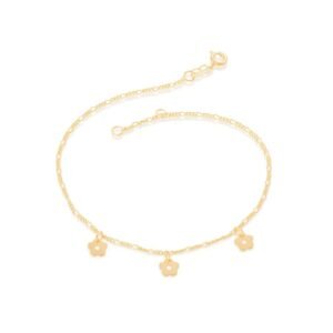 Tornozeleira Folheada A Ouro Com Flores - tam.25 550623