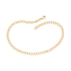 Tornozeleira Elo Cadeado Oval Folheada A Ouro - tam.28 552019