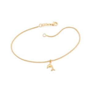 Tornozeleira Folheada A Ouro Com Golfinho 550386