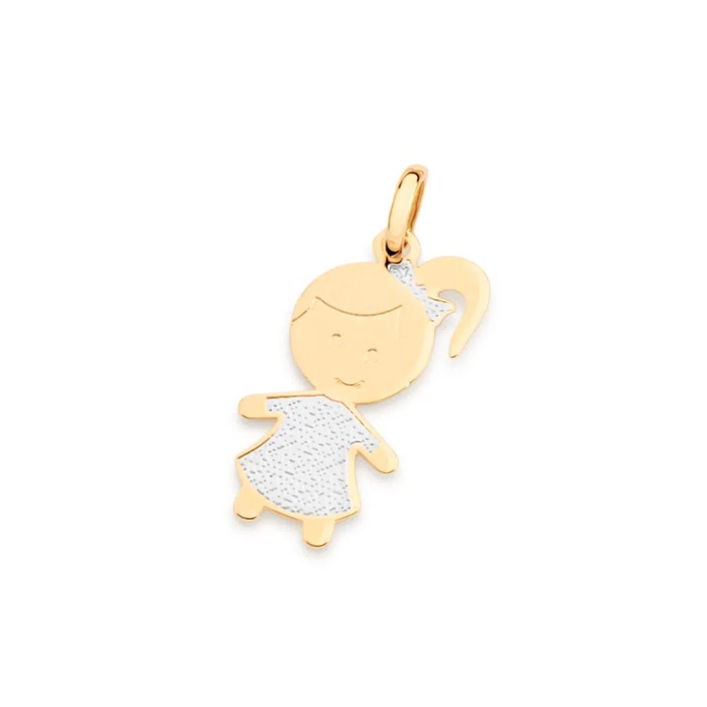Pingente Menina Folheado A Ouro Com Aplicação De Rhodium - tam.único 542453 - Imagem 2