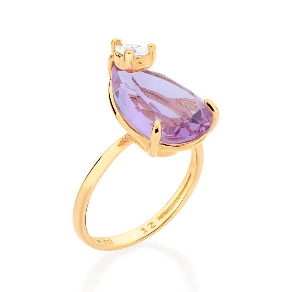 Anel Gota Folheado A Ouro Com Cristal E Zircônia 513332 - Imagem 2