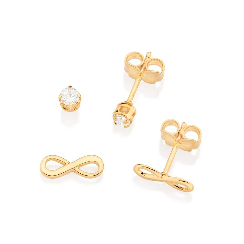 Kit Brinco Infinito E Ponto De Luz Folheado A Ouro Com Zircônias - tam.único 527138 - Imagem 2