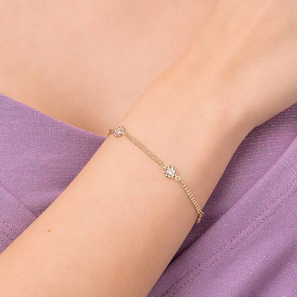 Pulseira Flores Folheado A Ouro Com Zircônias - tam.20 552091 - Imagem 2