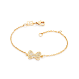 Pulseira Laço Da Minnie Folheada A Ouro Com Zircônias - tam.16 552124