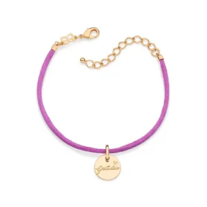 Pulseira Te Dedico Folheada a Ouro 18k Com Fio Acetinado e Pingente Escrito Gratidão - Tam.20 552117