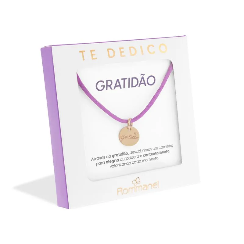 Pulseira Te Dedico Folheada a Ouro 18k Com Fio Acetinado e Pingente Escrito Gratidão - Tam.20 552117 - Imagem 2