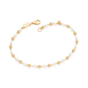 Pulseira Folheada a Ouro 18k Com Pérolas - Tam.19 552114