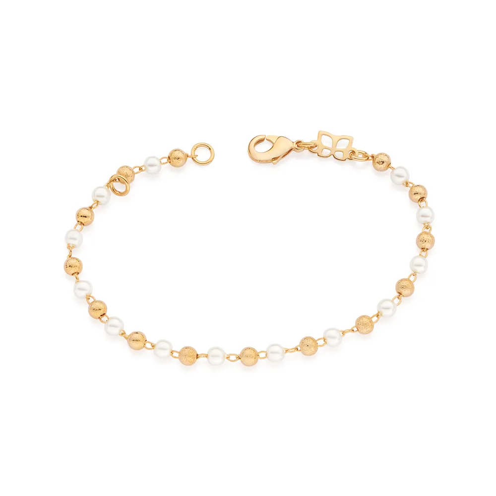 Pulseira Folheada a Ouro 18k Com Pérolas - Tam. 16 552108