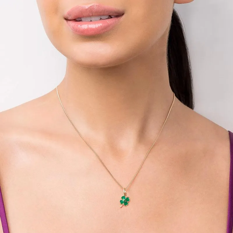 Pingente Trevo Folheado a Ouro 18k Com Aplicação De Resina -542733 - Imagem 2
