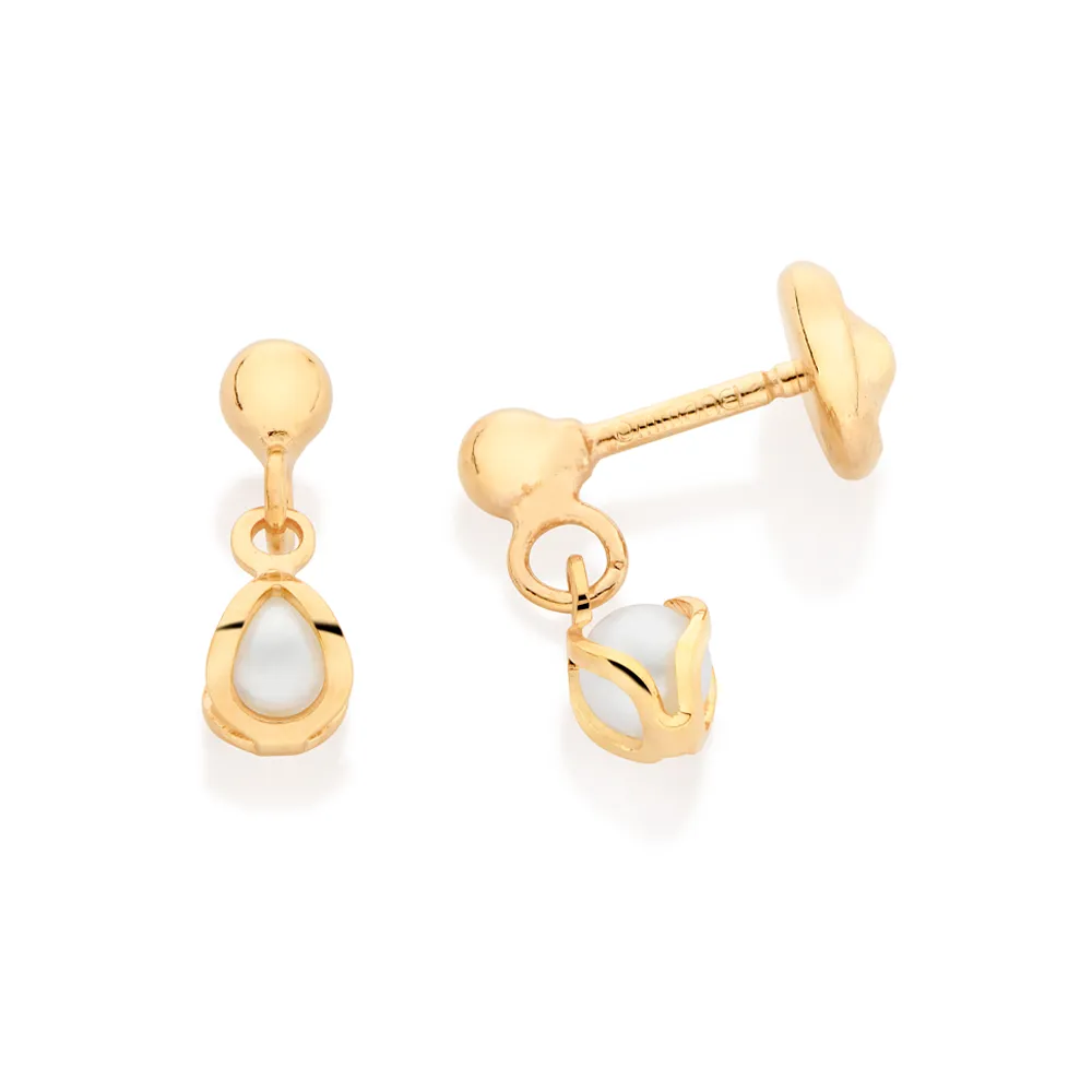 Brinco Folheado a Ouro 18k Com Pérolas - 527195