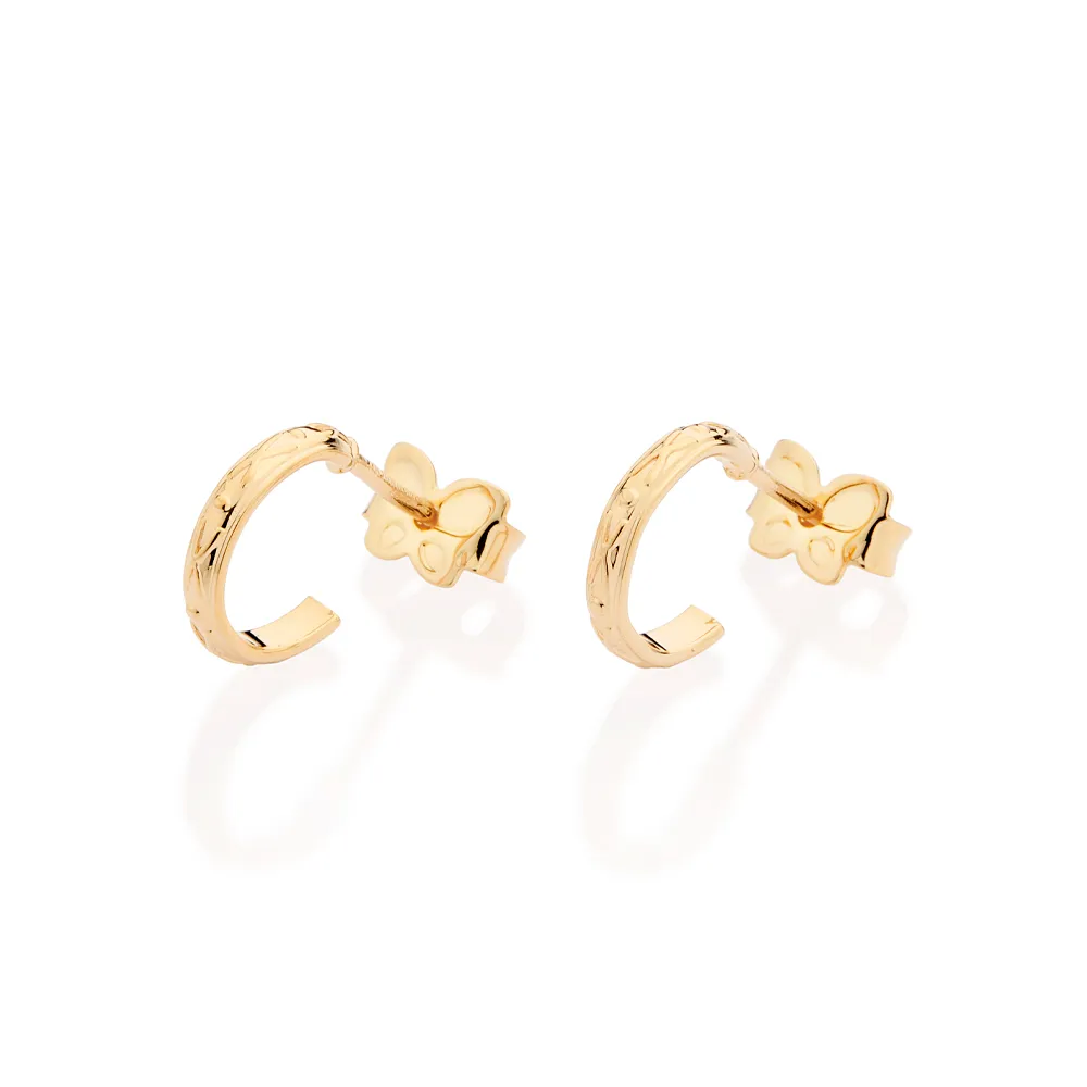 Brinco Meia Argola Pequena Folheada a Ouro 18k - 527212