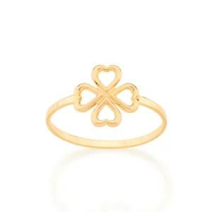 Anel Skinny Ring Trevo de 4 Folhas Folheado a Ouro 18k 512875