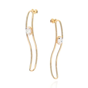 Brinco oval ondulado folheado a ouro 18k com zircônias - tam.único 5272330006