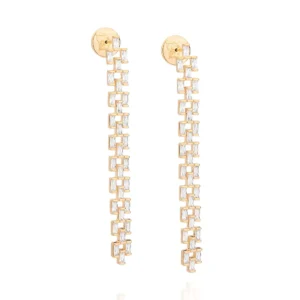 Brinco Pêndulo Folheado a Ouro 18k Com Zircônias - 527265