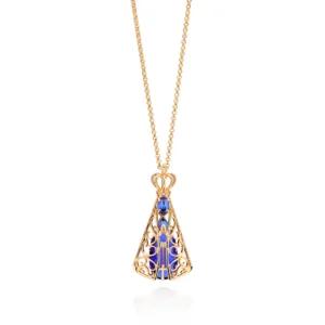 Gargantilha Nossa Senhora Aparecida Folheada a Ouro 18k Com Zircônias e Cristais 532517