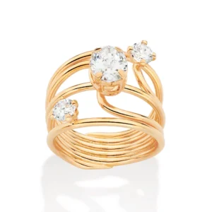Maxi Anel Folheado a Ouro 18k Com Zircônias - 513432