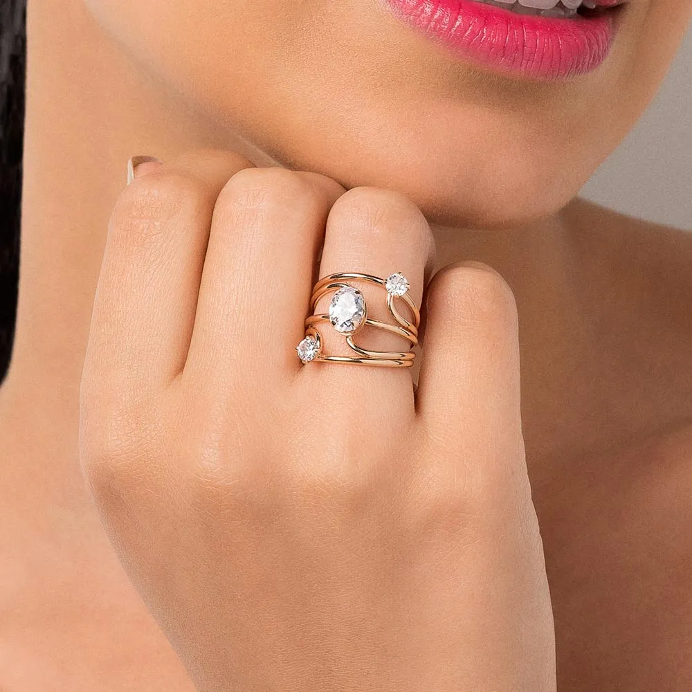Maxi Anel Folheado a Ouro 18k Com Zircônias - 513432 - Imagem 2