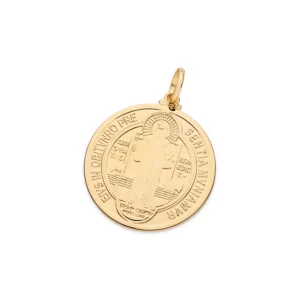 Pingente Medalha De São Bento Folheado a Ouro 18k -  542770