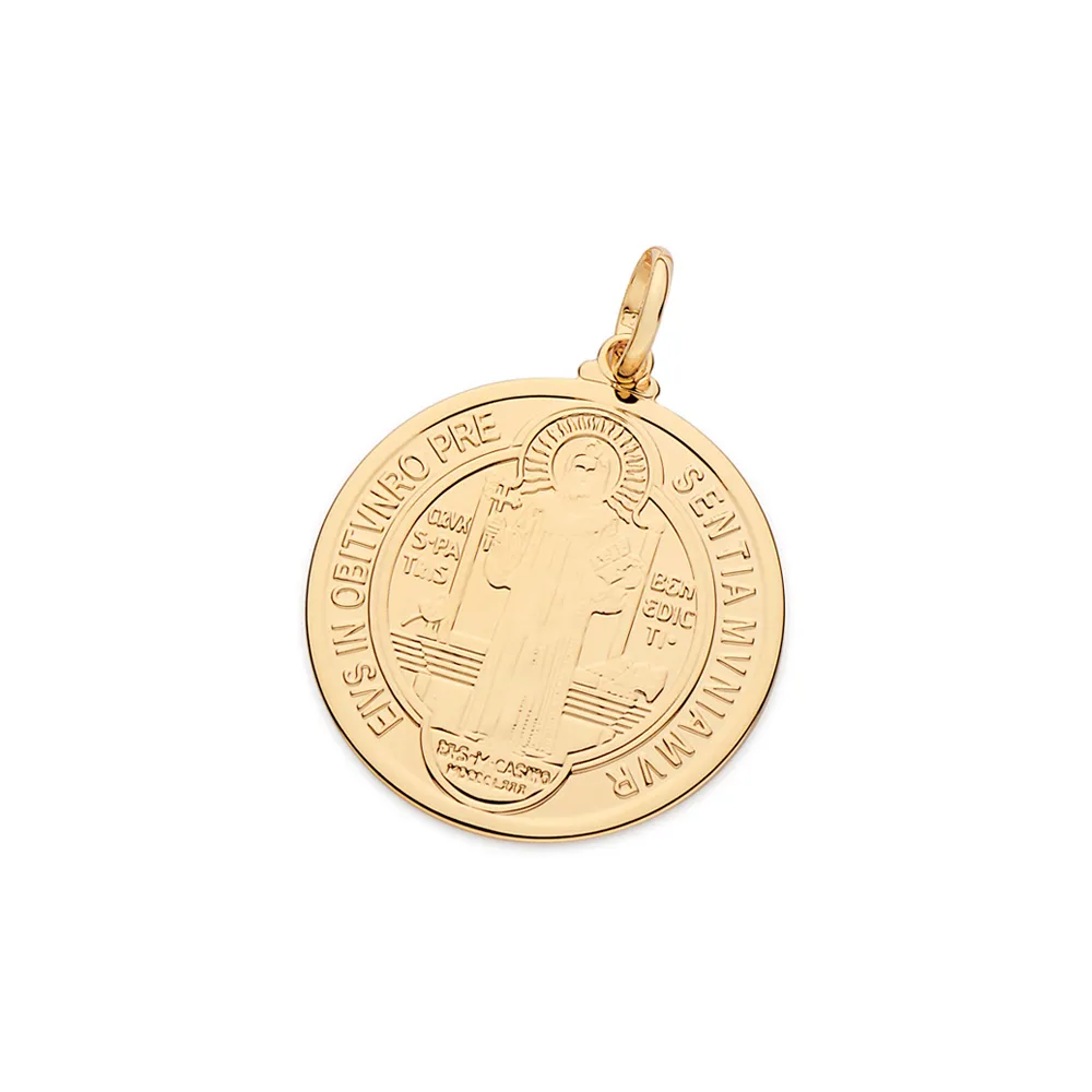 Pingente Medalha De São Bento Folheado a Ouro 18k - 542770