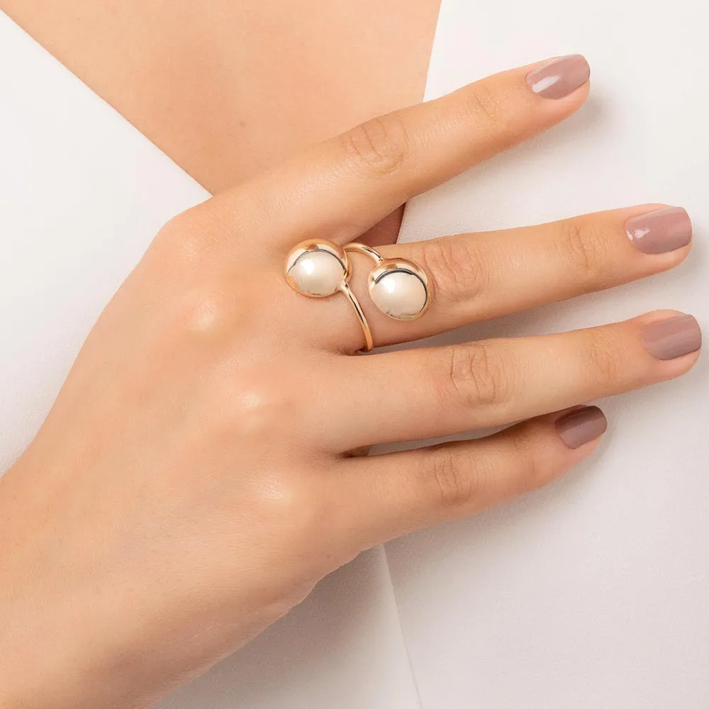 Anel Esferas Ajustável Folheado a Ouro 18k - 513437 - Imagem 2