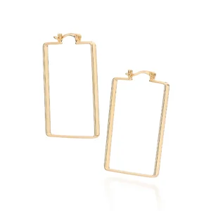 Brinco Argola Retangular Folheada a Ouro 18k - 527268