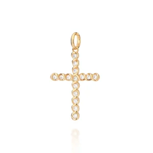 Pingente Cruz Folheado a Ouro 18k Com Zircônias - 542775
