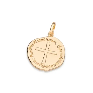 Medalha Proteção Duas Cruzes Folheado a Ouro 18k - 542769