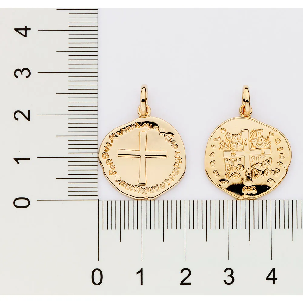Medalha Proteção Duas Cruzes Folheado a Ouro 18k - 542769 - Imagem 3