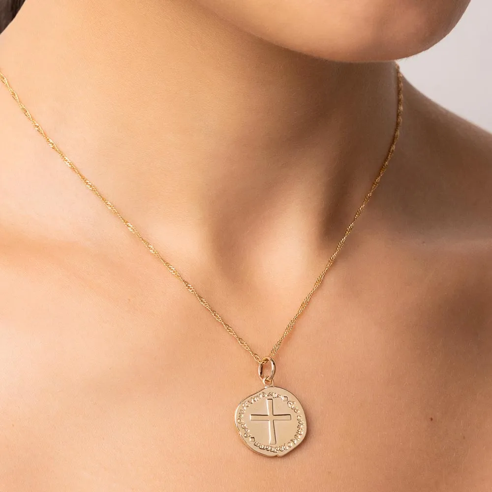 Medalha Proteção Duas Cruzes Folheado a Ouro 18k - 542769 - Imagem 4