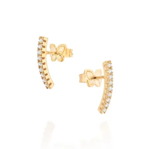 Brinco Palito Folheado a Ouro 18k Com Zircônias - 527242