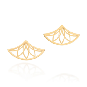 Brinco Flor De Lotus Vazado Banhado A Ouro 18k - tam.único 527276