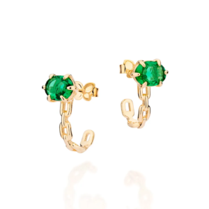 Brinco Meia Argola Aro Corrente Banhado A Ouro 18k Com Cristais - tam.único 527279