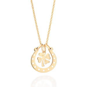 Gargantilha Com Pingente Trevo E Ferradura Banhado A Ouro 18k - tam.50 532513