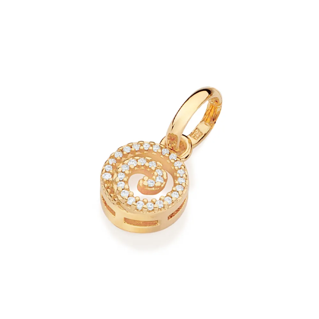 Pingente Aspiral Banhado A Ouro 18k Com Zircônias - tam.único 542814