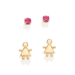 Kit Brinco Menina Banhado a Ouro 18k com zircônias - tam.único 527270