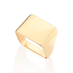 Anel Quadrado Banhado A Ouro 18k 513455